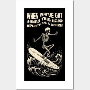 When You've Got Bones This Hard Wipeouts are a Breeze Vintage Surfing Skeleton Print Posters and Art